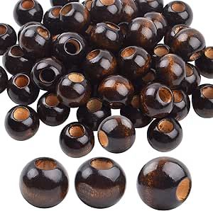 Wooden Dreadlock Beads, 100 Pieces Wooden Hair Beads Large Hole Beads Loose Spacer Beads for Jewellery Making, Size : 20mm, Black Coffee