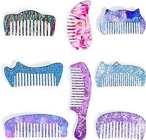 8PCS Comb Resin Mold Set, Hair Comb Translucent Silicone Epoxy Resin Casting Mold Jewelry Resin Casting Mold Handmade Tools (ONLY The Mold)