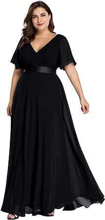 Ever-Pretty Women's Plus Size Double V-Neck Evening Party Maxi Dresses 09890-PZ